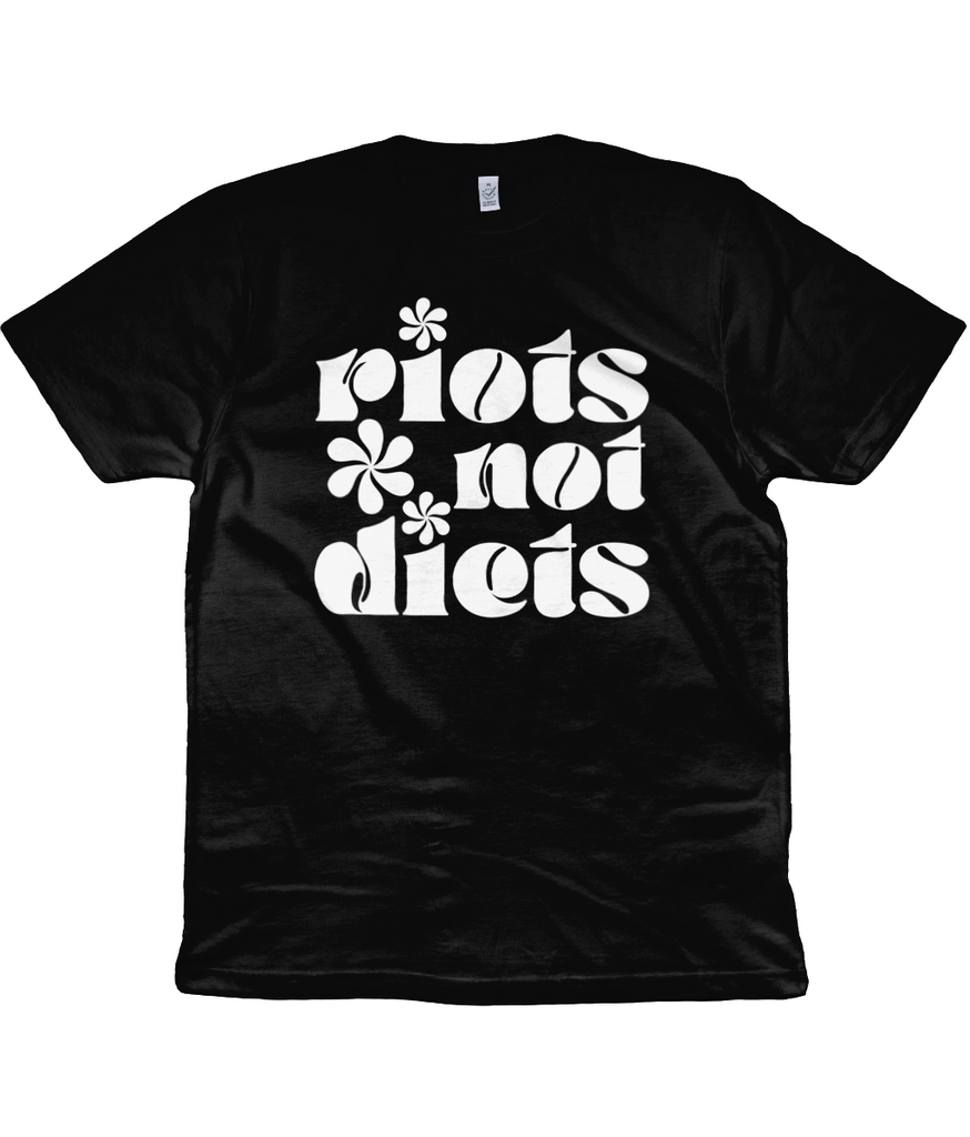 Riots Not Diets Slogan T Shirt in Black -  Milk & Moon 