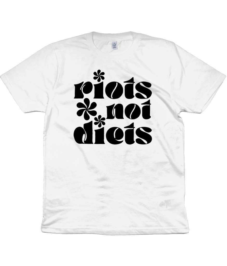 Riots Not Diets slogan T Shirt in white -  Milk & Moon 