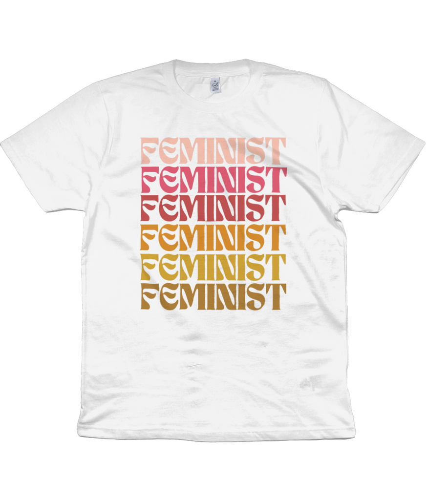 Feminist Feminist Feminist Colour Slogan T-Shirt In White -  Milk & Moon 